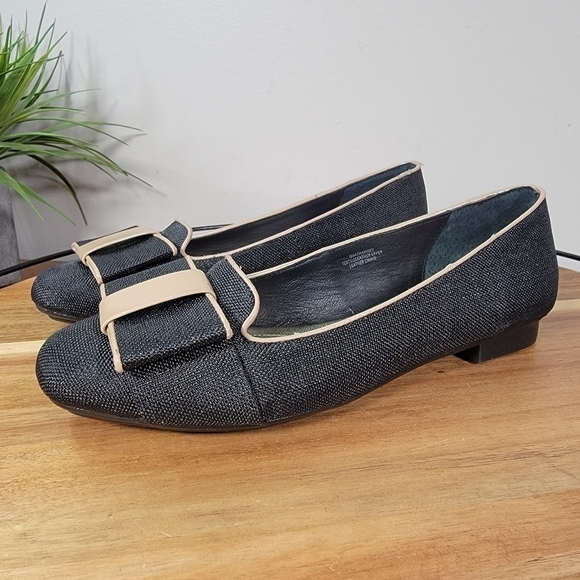 Isaac Mizrahi Linen Bow Front Square Toe Flats Size 6.5 - Picture 3 of 17